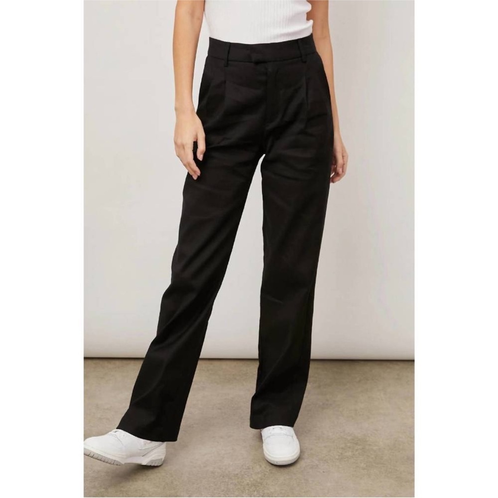 RAILS Marnie Linen Cotton Wide Leg Pants Trousers Black Size 10